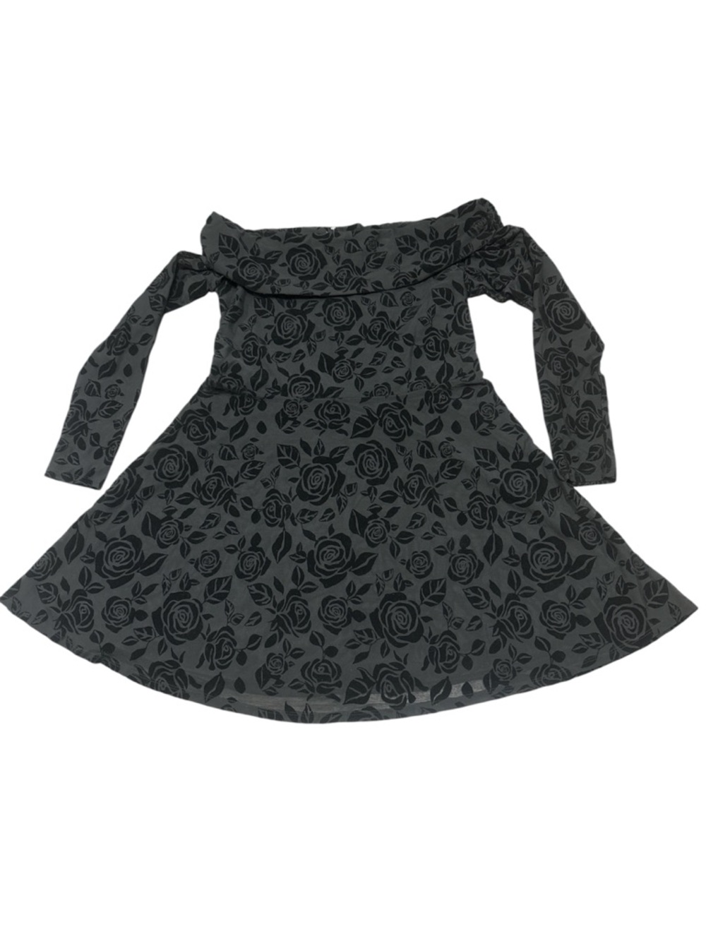 wild fable Gray Floral Off-Shoulder Twirl Dress